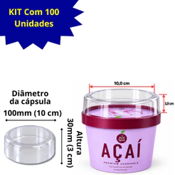 Kit 100 Cápsulas Abertas em PVC Termoencolhível 100mm X 30mm Cristal - Lacre Para Pote Plástico 250ml/240g