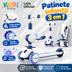 Patinete Infantil 3 Rodas De Led Musical Ajustável Dobrável Scooter Crianças e Guidão Ajustável | Suporta até 60KG -P15