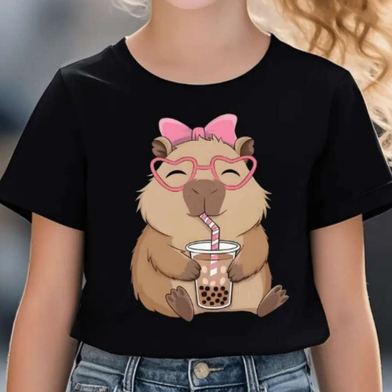 Camiseta Infantil Estampada Capivara Roupa Crianças 100% Algodão Cores Diversas T-Shirt Blusinha