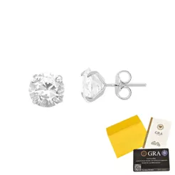 Brinco Moissanite de Prata 925 Redondo com Certificado GRA