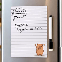 Lousa Magnética para Geladeira Anotações Planner Organizador Prático Lembretes + Caneta Quadro Branco Apagador com Imã