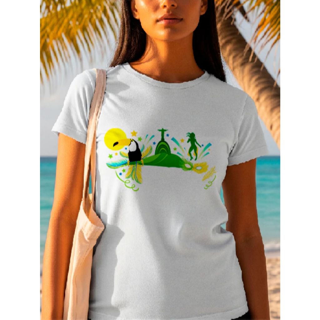 Camiseta Feminina Tshirt Estampada Brasil Casual, Confortável, Mais Barata
