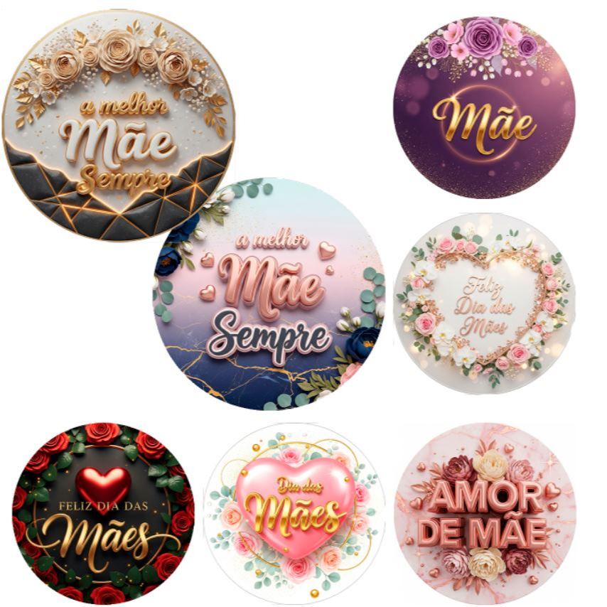 PAINEL REDONDO DIA DAS MÃES FRASES 2026 VARIOS MODELOS 150X150 E 50X50