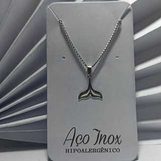 Colar com pingente Calda de Sereia em Aço/cravejado em Oferta na Shopee