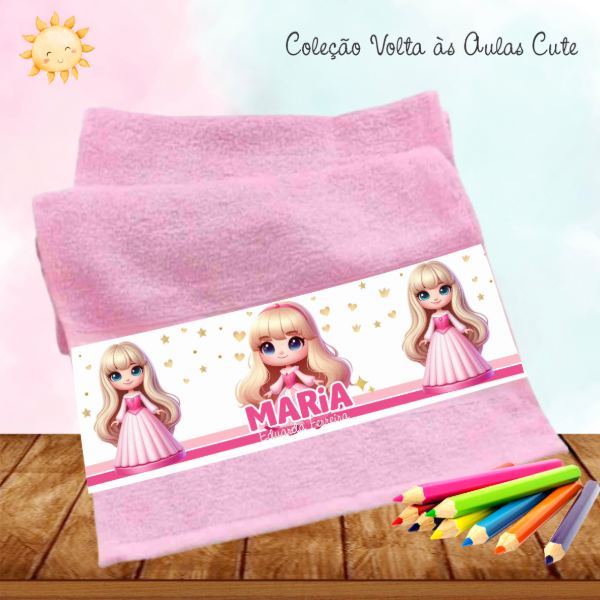 Kit 3 Toalhinhas Aurora Bela Adormecida Princesa Cute Escolar Lavabinho Personalizada com Nome Linda Delicada