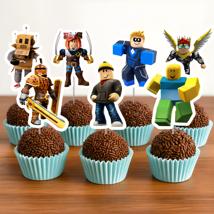 100 Tags Roblox Decoração Festa Aniversário Menino/ Menina Infantil (Topper/ Topo)