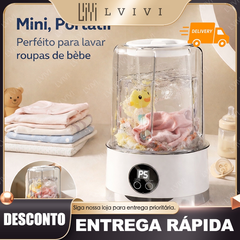 Mini Máquina de Lavar Portátil 1000ml – Para Roupas Íntimas, Meias e Máquina de Lavar USB em Oferta na Shopee