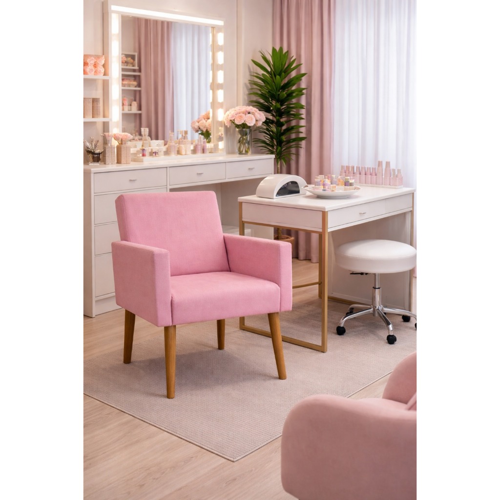 Poltrona Cadeira para Salão de Beleza Manicure Penteadeira Camarim Espaço de Beleza