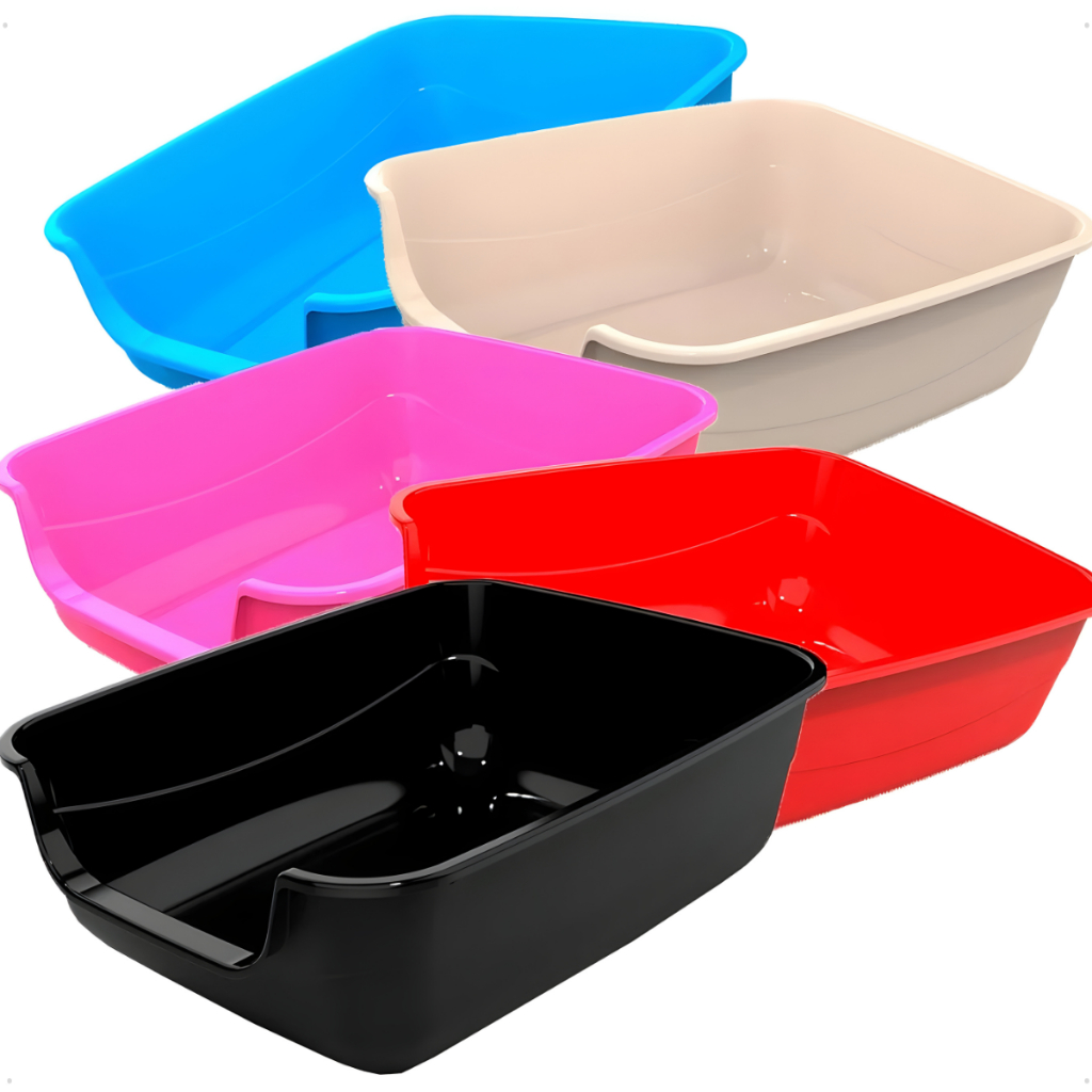 Caixa De Areia Bandeja Big Gatos Bordas Altas Grande Antidispersão Banheiro Higiênico Pet Plástico