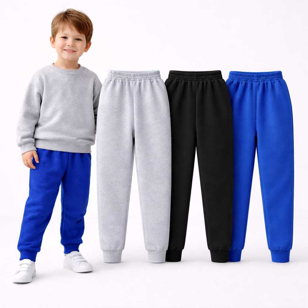 Kit 3 un. Calça Moletom Infantil Apeluciada com Punho tamanho 1 ao 12 em Oferta na Shopee
