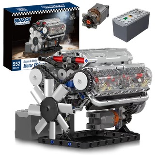 BRASTOY Kit Motor V8 Elétrico com Peças Móveis 5 Estilos Brinquedo de Montar em Blocos Educativo