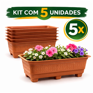 Kit 5 Vaso Jardineira para Plantas 45cm - Floreira Canteiro Horta Mudas Cactos Suculentas em Oferta na Shopee