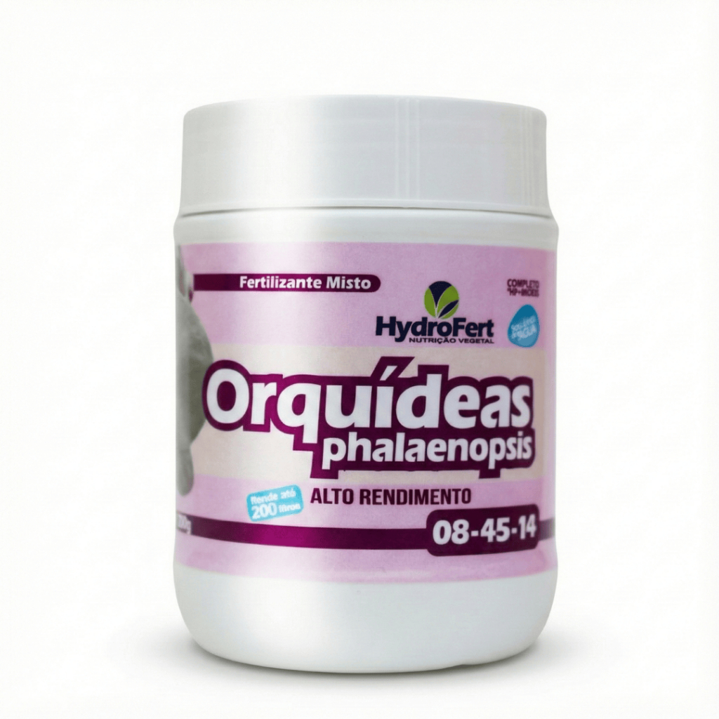 Fertilizante para Orquídeas Phalaenopsis NPK 08-45-14 – Crescimento, Raízes Fortes e Florações Abundantes