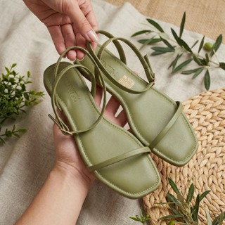 Rasteirinha Verde Oliva com Fivela Ajustável Elegante e Delicada em Oferta na Shopee