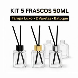 Kit 5 Frasco de Vidro para Difusor Aromatizador Cubo 50ml Tampa Luxo e Varetas - Lembrancinha em Oferta na Shopee