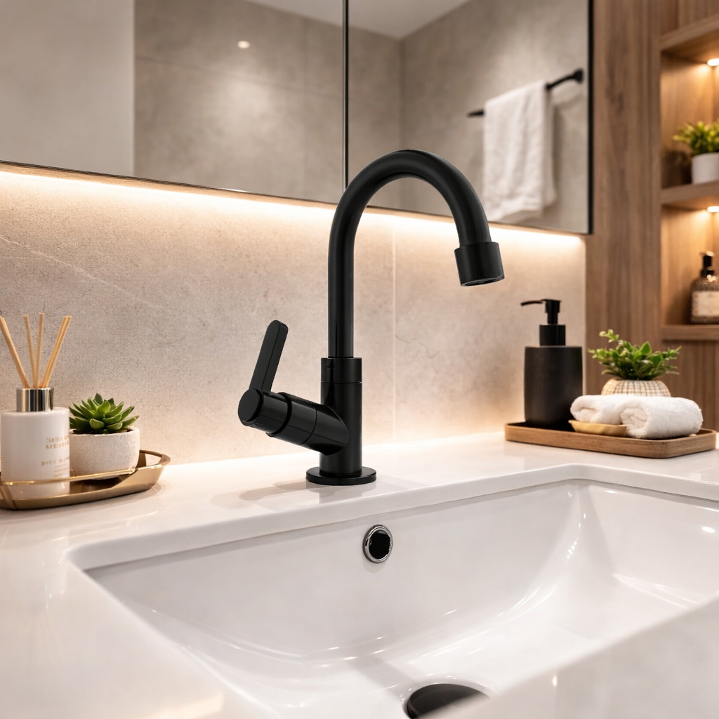 Torneira de Bancada Preta ABS Alta Design Moderno para Banheiro e Lavabo Fácil Instalação em Oferta na Shopee