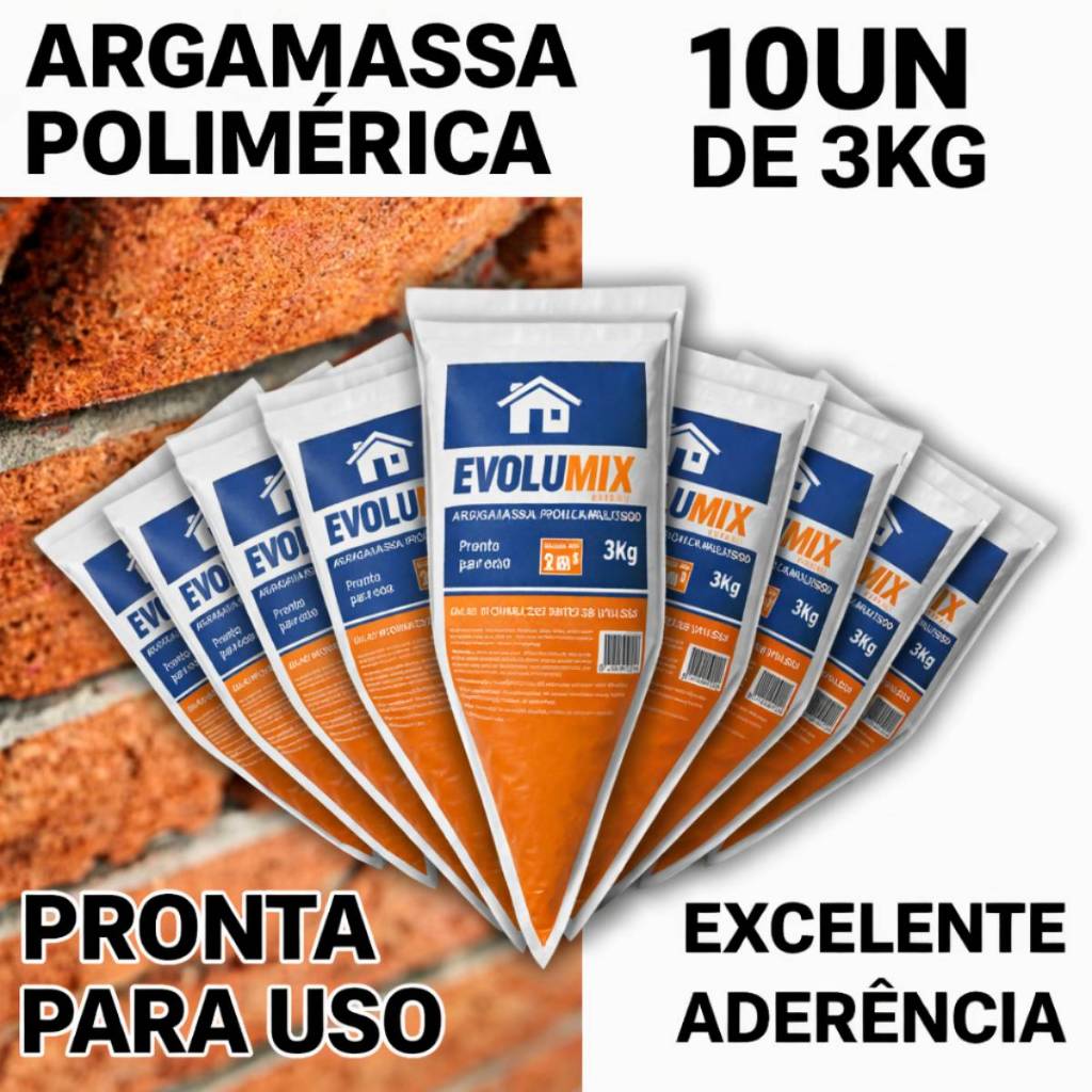 Kit 10 Argamassa Polimérica Evolumix 3kg Correção de Infiltrações Revestimento e Proteção Oferta!