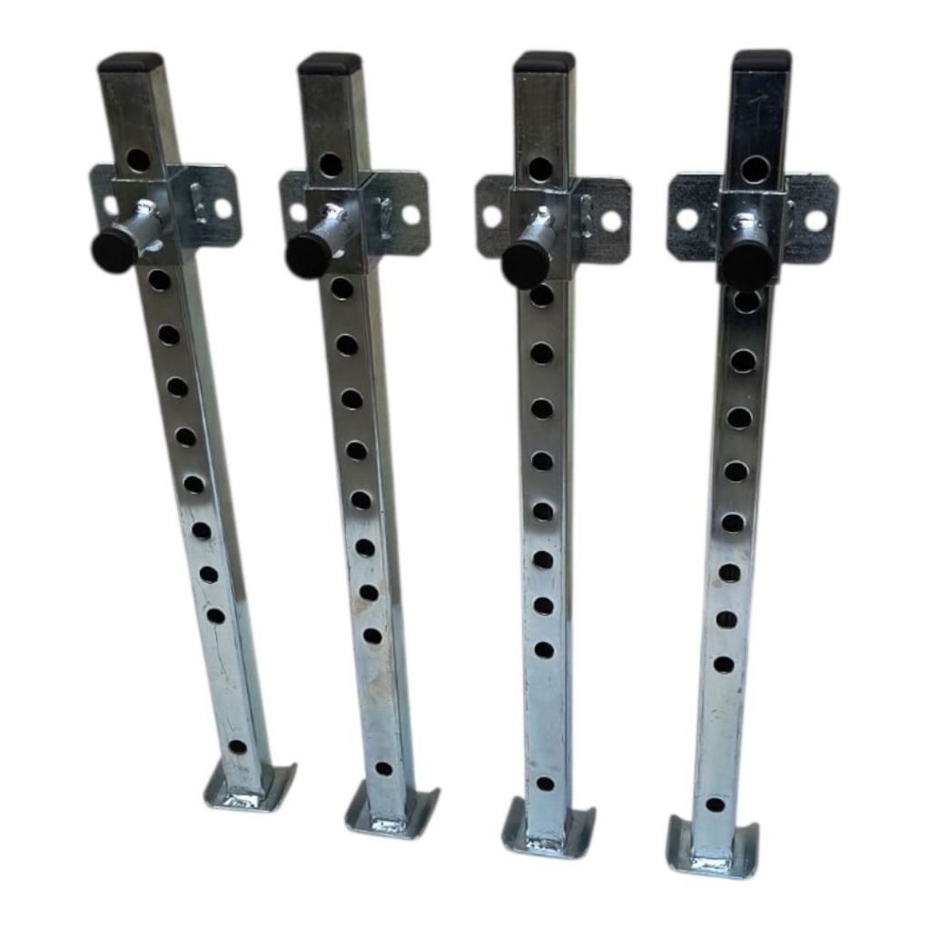 Kit 4 Pés de Apoio Nivelador Regulável para Carretinha, Trailer e Jetski – Aço Galvanizado Reforçado