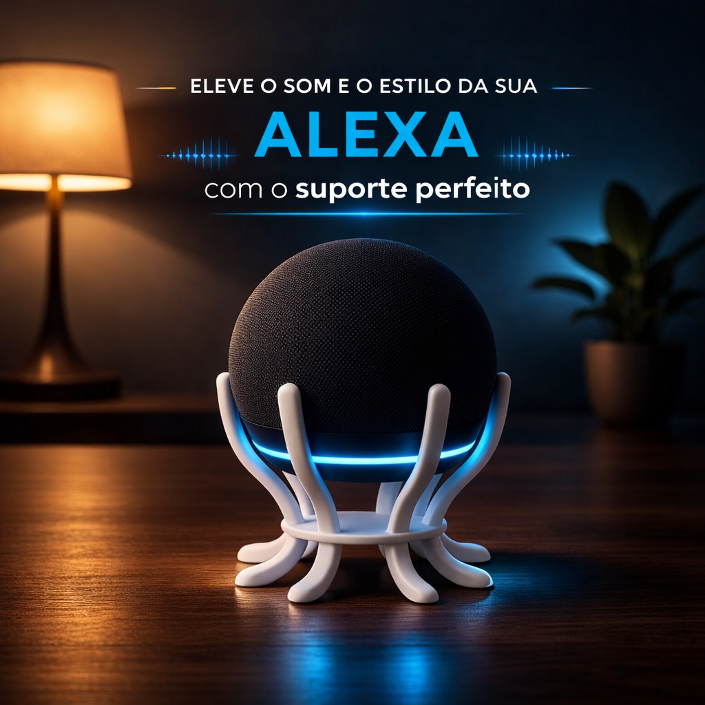 Suporte para Alexa Echo Dot 4ª e 5ª Gerção – Base Polvo - Som Mais Potente e Design Sofisticado