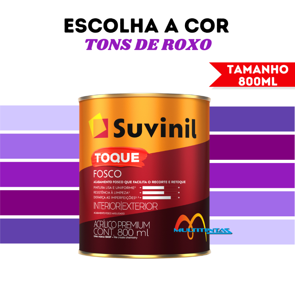 Tinta Acrílica Fosco 800ml Tons De Roxo Parede Toque Fosco Suvinil em Oferta na Shopee