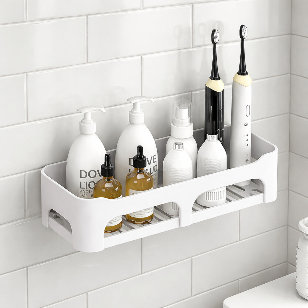 Prateleira Organizadora De Parede Alta Resistência Suporte e Adesivo Para Banheiro e Cozinha