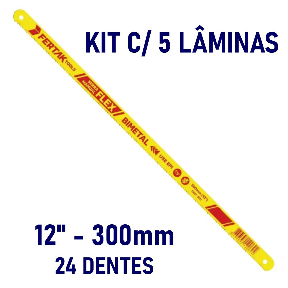 Kit com 10 Lâminas arco serra manual Profissional Serrinha aço 24 dentes MAX FERRAGENS