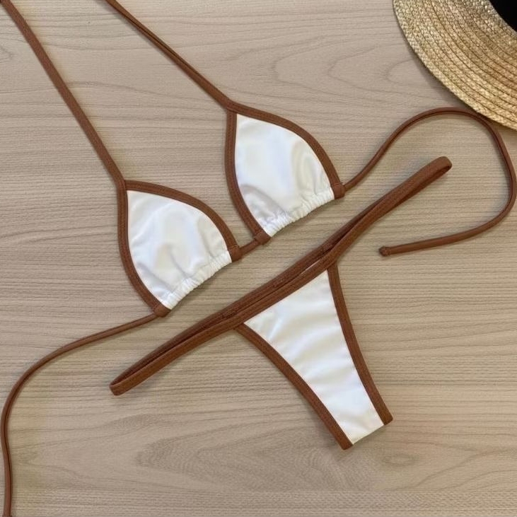 Biquini feminino cortininha fita marquinha bronze verão tendência
