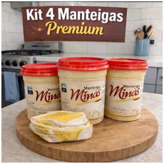 Kit 4 Manteigas de Minas Premium Tradicional 400g Cada – Total 1,6kg em Oferta na Shopee