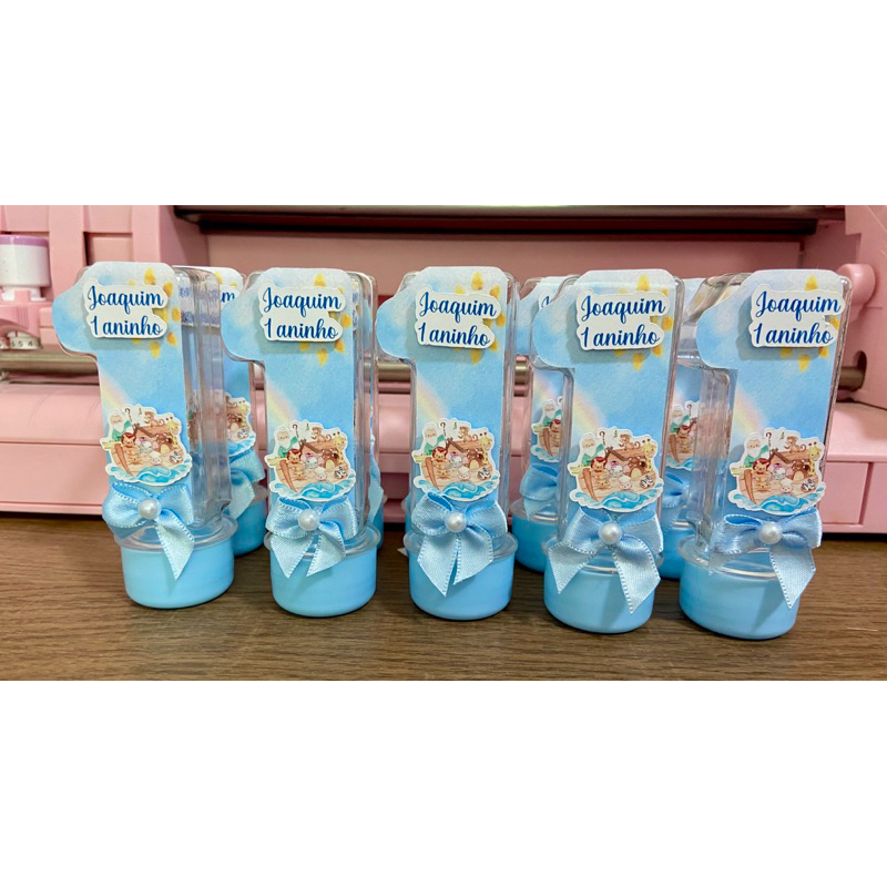 Kit com 10 Tubetes número 1 Personalizado Tema Arca de Noé