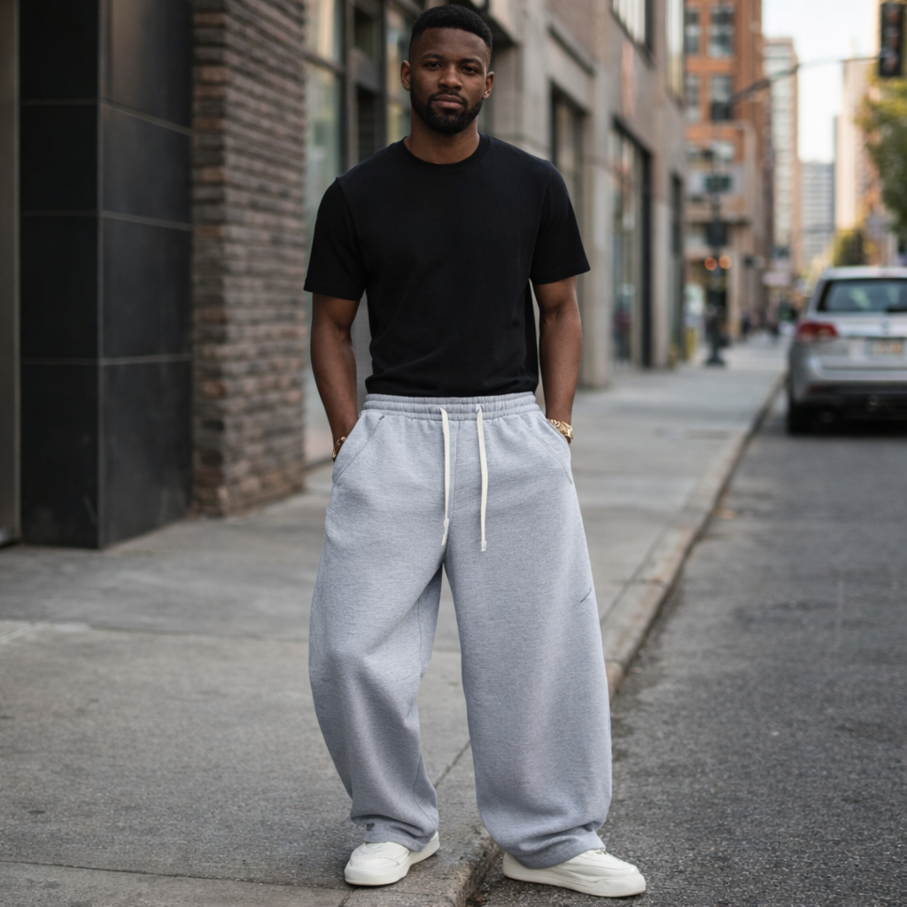 Calça moletom super baggy corte reto masculina feminina Estilo oversized