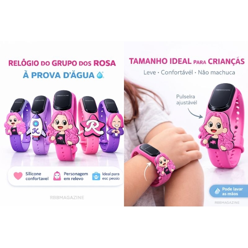 Relógio Infantil Dos Rosa A Prova D’Água Emily Vick/ Ketlin