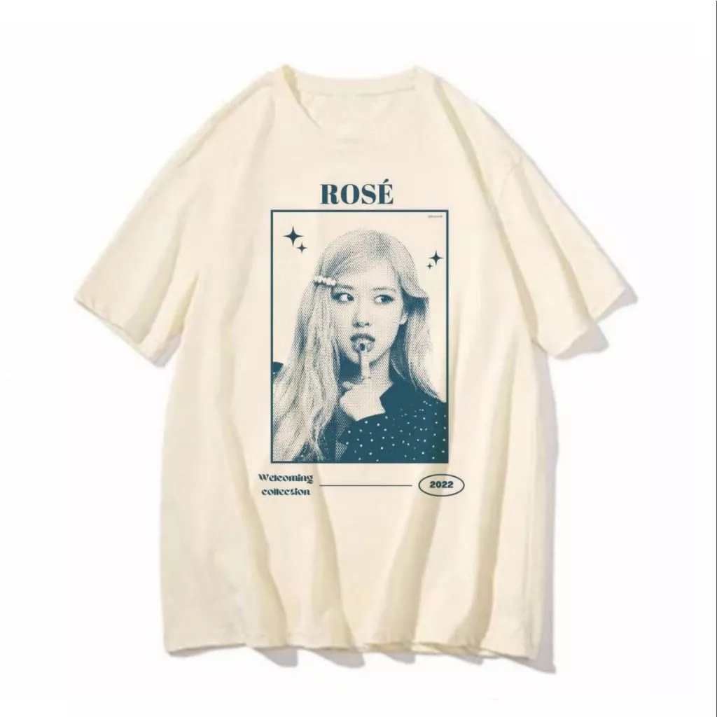 Camiseta rosé blackpink blusa tshirt Estilo Poster Monocromático
