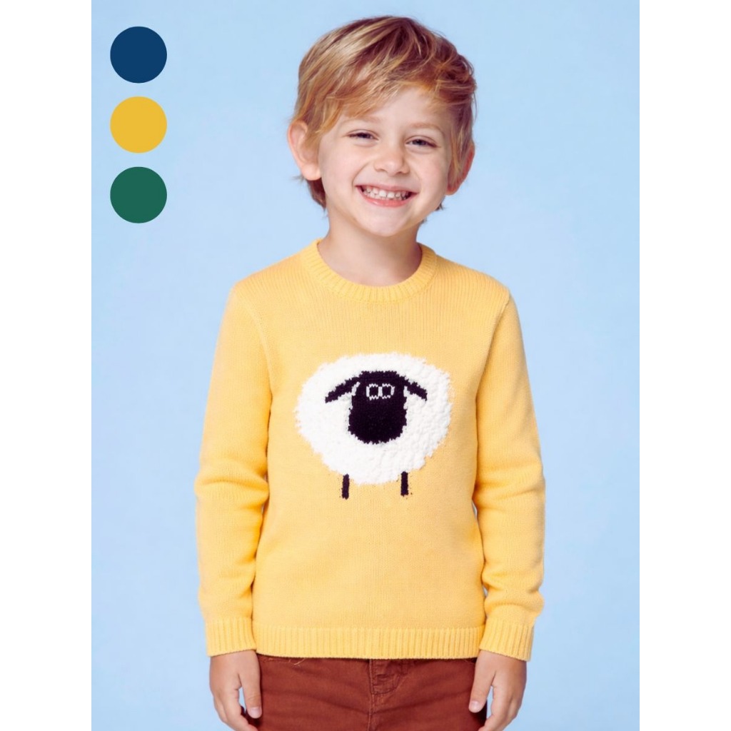 Blusa Suéter Infantil Ovelha de Tricot Menino Inverno Tramadinhos Tricô