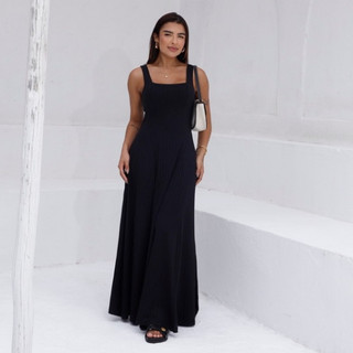 Vestido Longo Feminino Canelado com Bolso