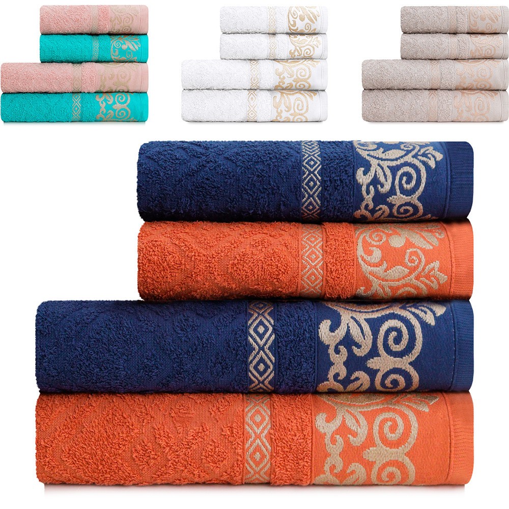 Kit 4 Toalhas Banhão e Rosto Açores 100% Algodão Marcotex