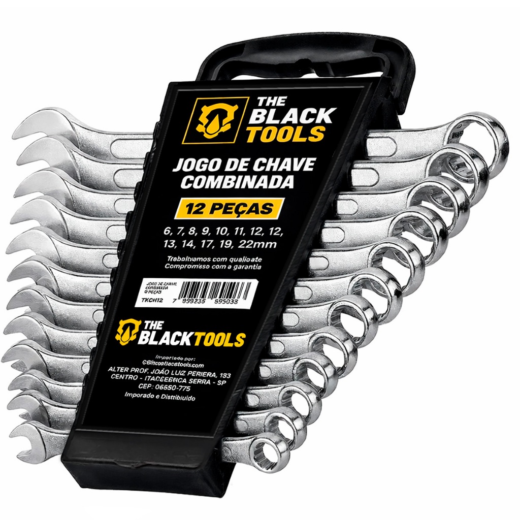 Jogo De 12 Pçs Aço 6 22 Mm Chave Boca E Estrela Combinada Prateado The Black Tools em Oferta na Shopee
