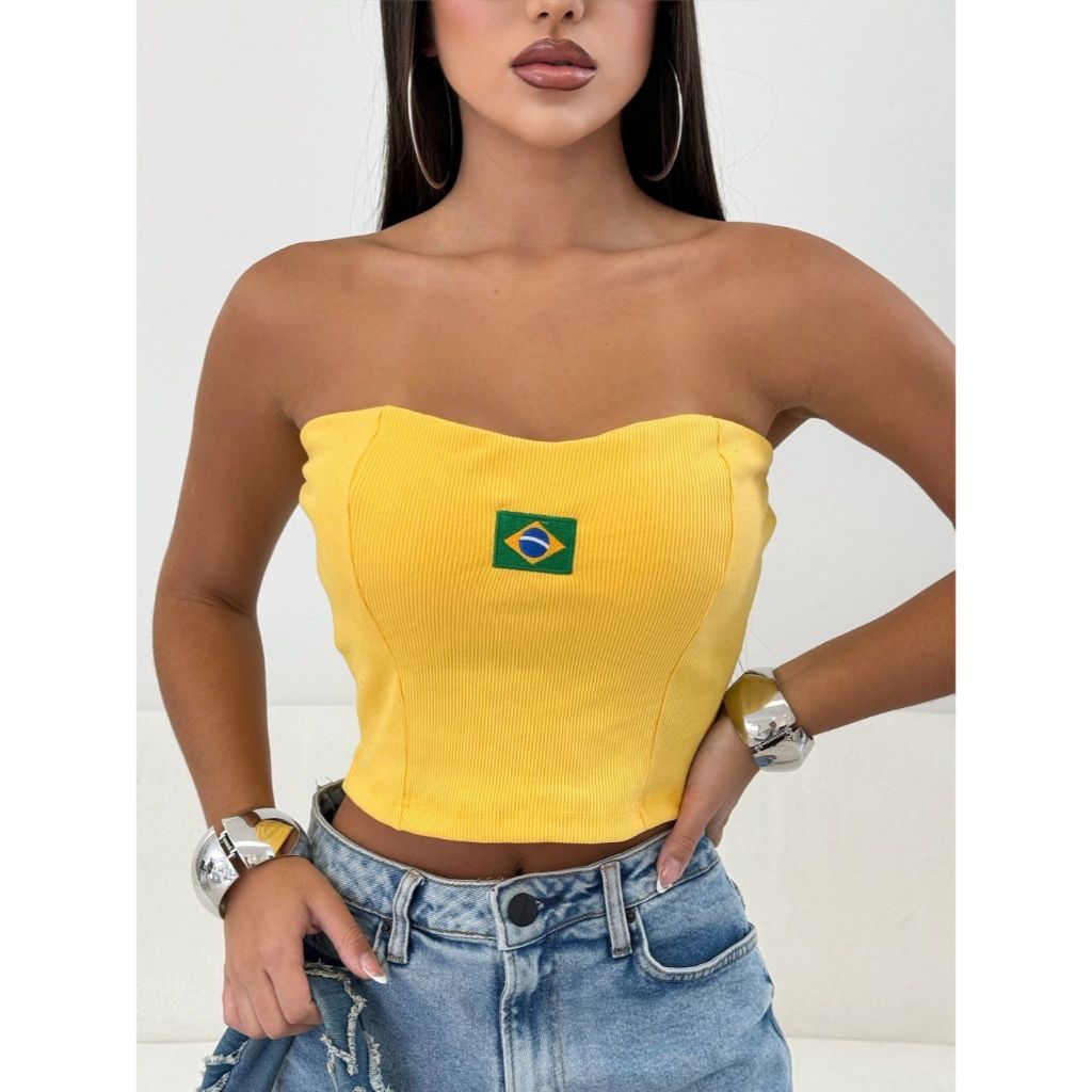 Top Corselet Canelado Tomara que Caia