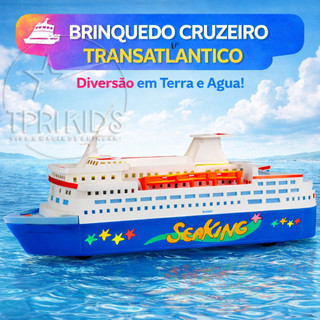 Barco Brinquedo Cruzeiro Transatlântico Navio Flutua Água Rodinha Miniatura Menino Menina Decoração