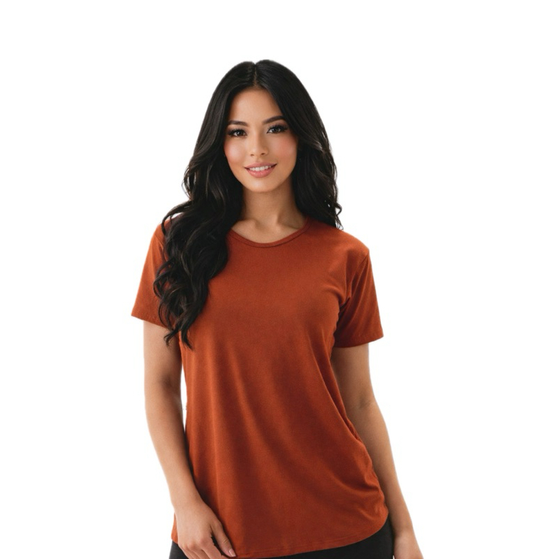 Blusa Feminina Básica Premium Manga Curta Lisa Gola Redonda Tecido Leve Confortável Casual Dia a Dia Look Versátil