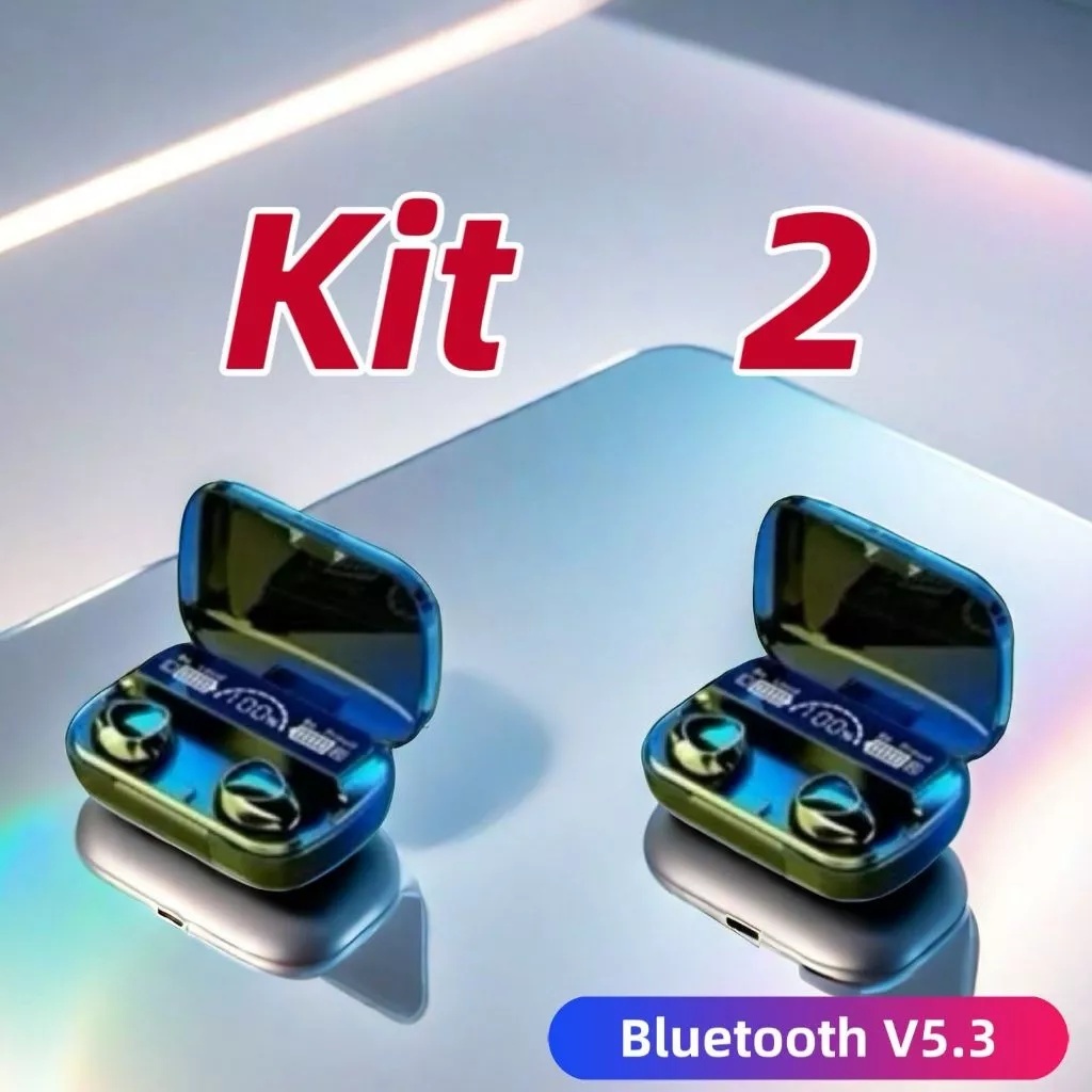 Kit M10 Bluetooth 5.3 Fones de ouvido sem fio TWS estéreo com carregador Power Bank em Oferta na Shopee