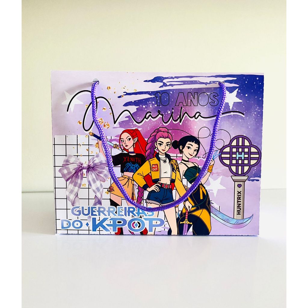 sacolinha Guerreira K-POP Personalizado /Sacolinha / Lembrancinha /Mimos /Aniversario PEGUE E MONTE