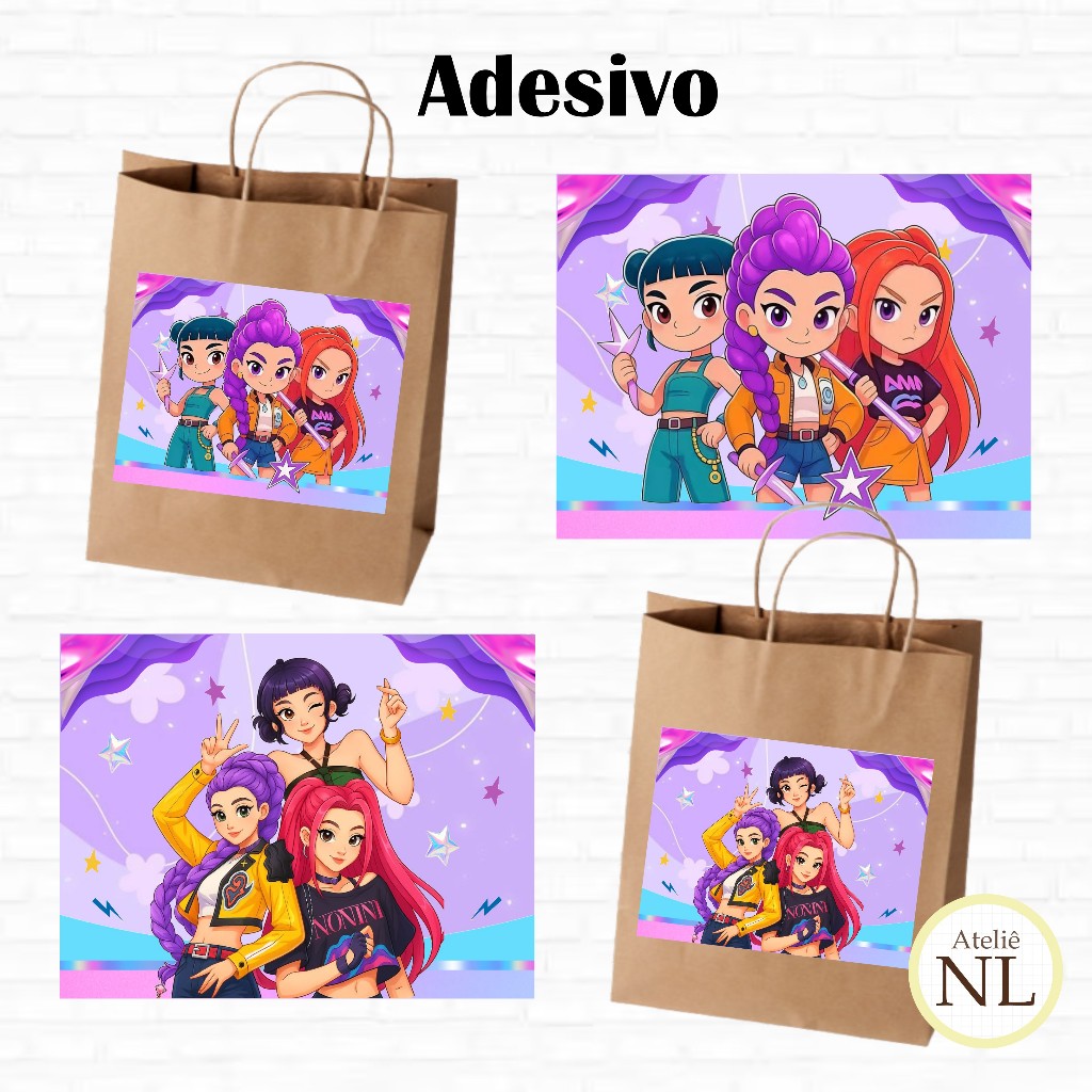 Adesivo para sacolinha kraft Guerreiras K Pop em Oferta na Shopee