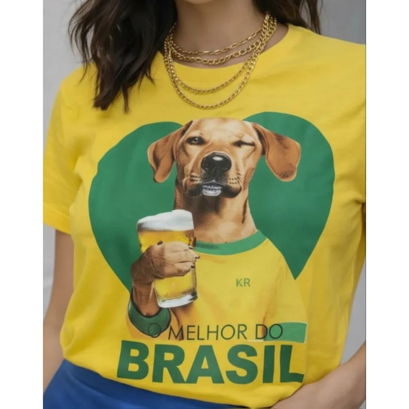 T-Shirt Caramelo do Brasil Camiseta Feminina do Brasil Em Algodão Camiseta Brasil