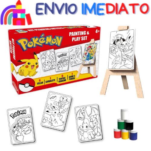 Super Kit Pintura - Pokemon - Criança 4 Telas Cavalete + 6 Tintas - Presente - Infantil - Brinquedo em Oferta na Shopee