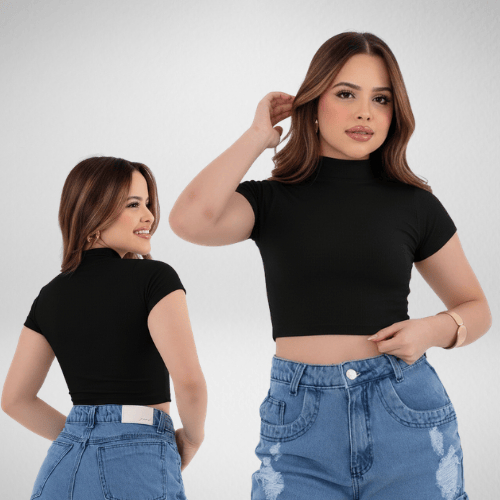 Cropped T-shirt Básico Manga Curta Juvenil Menina Blogueira em Oferta na Shopee