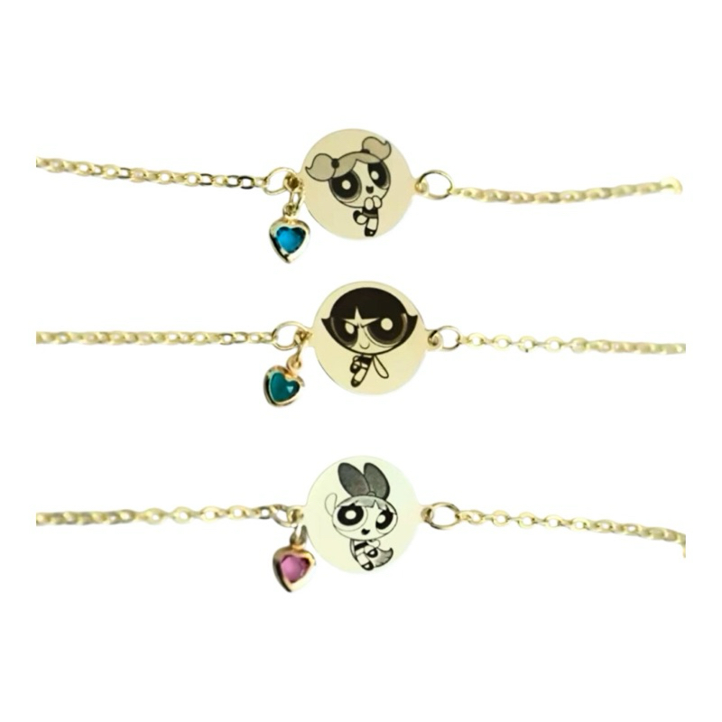 Kit 3 Pulseiras Meninas Superpoderosas Lindinha, Docinho e Estrelinha banhada em ouro 18k ou em prata 925