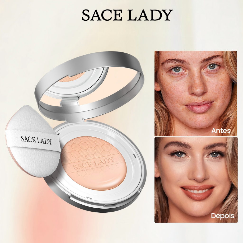 SACE LADY Base Líquida Cushion Foundation  FPS30 alta cobertura em Oferta na Shopee
