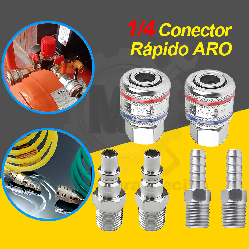Kit 6 Engate Rapido Ar Comprimido 1/4 Pneumatico Compressor em Oferta na Shopee
