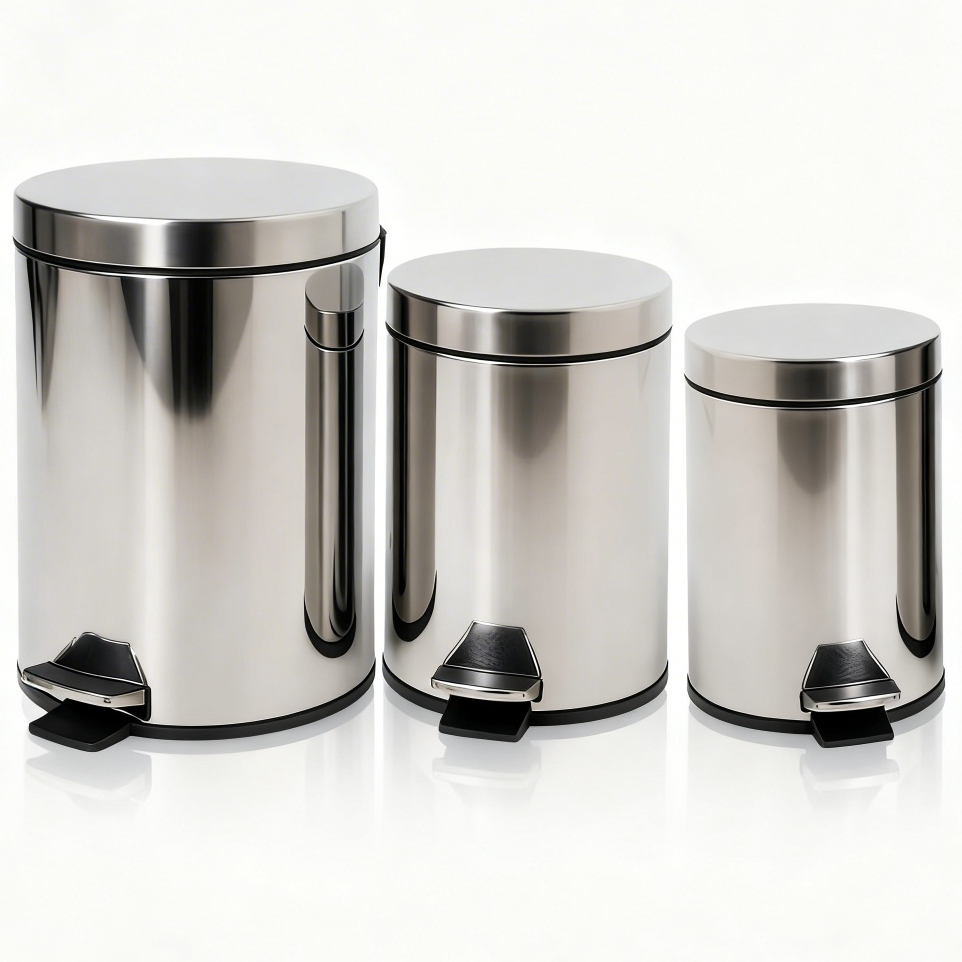 Lixo Lixeira Redonda 3 5 12 Litros Aço Inox Balde Cesto Removível Pedal Banheiro Escritório Cozinha
