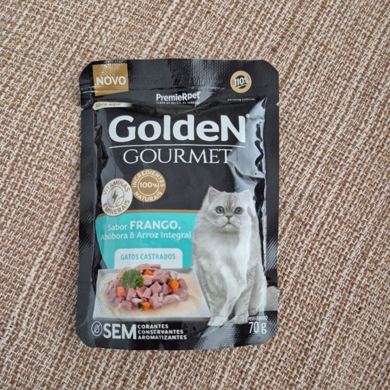 Golden Gourmet Para Gatos Castrados Carne 70g - Alimento Natural, Auxilia no Trato Urinário